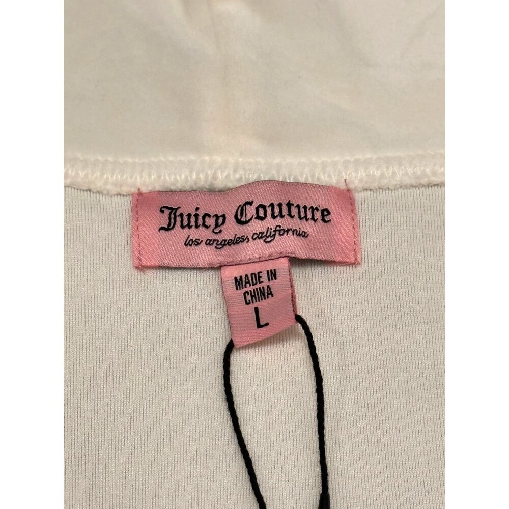NWT Juicy Couture Womens L Velour Hoodie & Shorts Set Oyster Rhinestone Logo - Picture 6 of 11